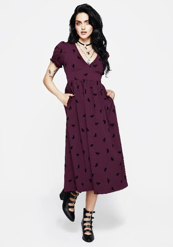 Summer-ready fashion for stylish women   Styx Moth Flocked Velour Print Midi Dress