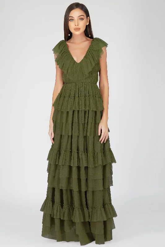 Alexandra Maxi Dress in Deep Olive