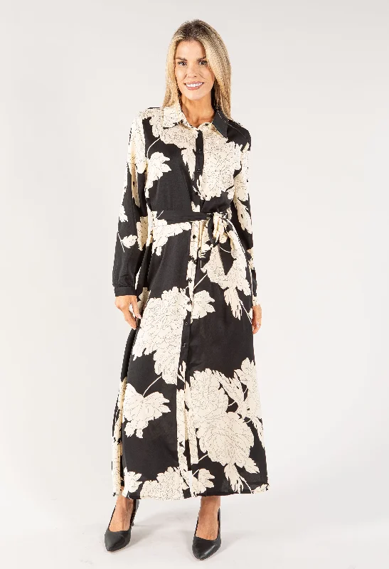 Elegant evening wear for special events   Floral Maxi Shirt Dress