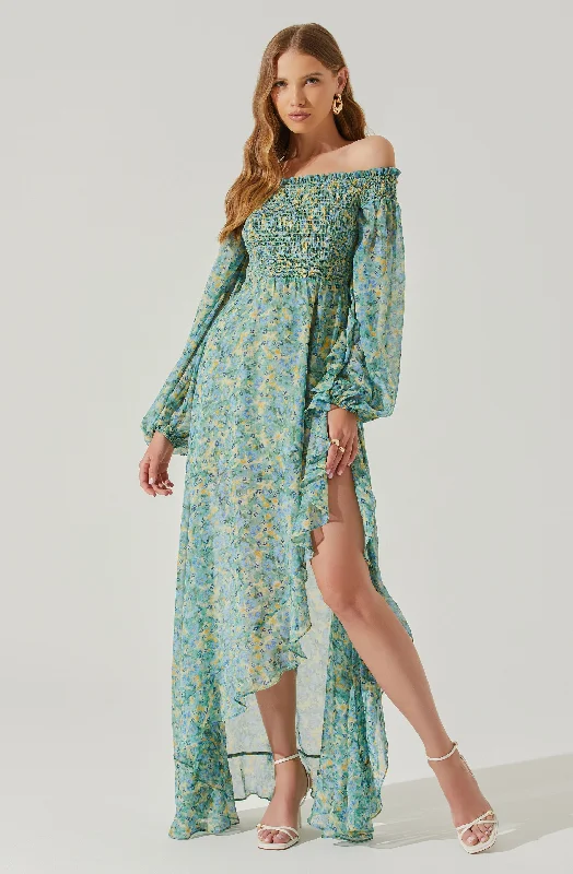 Clothing that’s as bold as you are   Katlynne Floral Off Shoulder Long Sleeve Maxi Dress