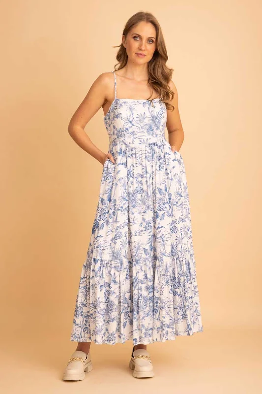 Tulsi Maxi Dress Blue & White