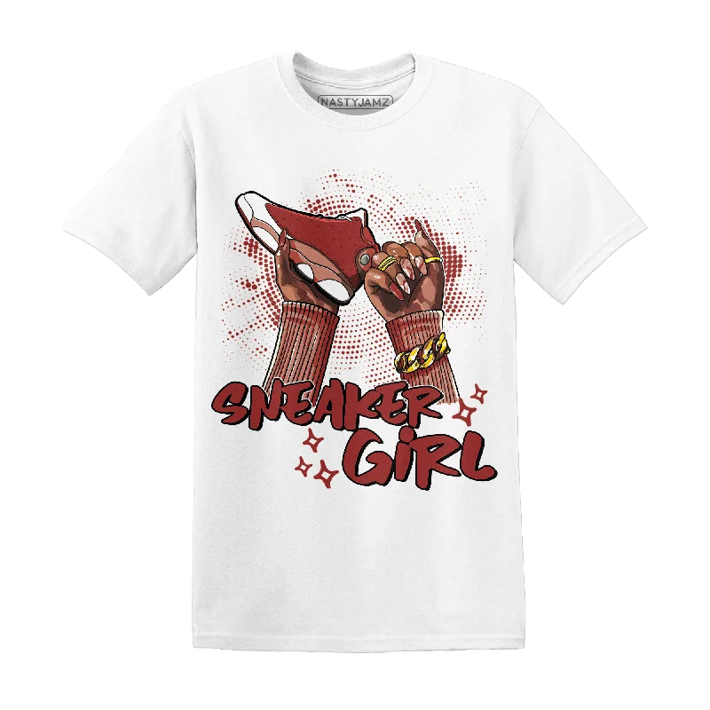 Effortlessly chic outfits for the modern woman   NastyJamz Dune Red 13s T Shirt Match Sneaker Girl Nail