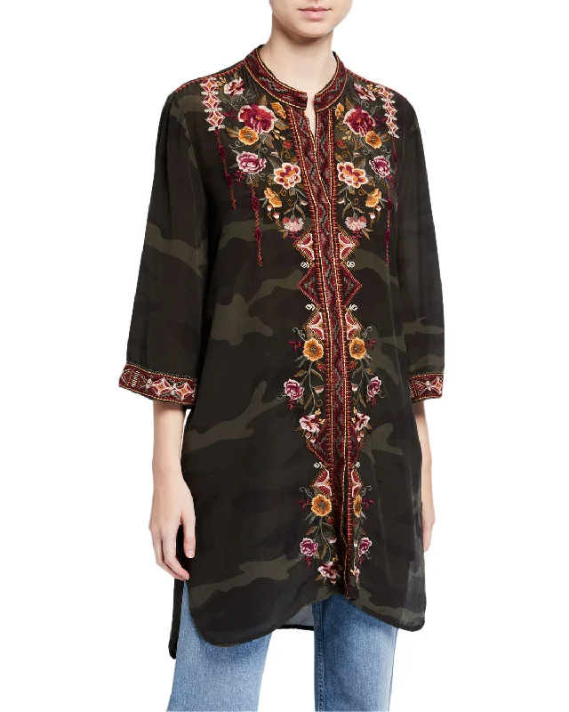 Johnny Was Nepal Kimono Sleeve Tunic - Forrest Camo