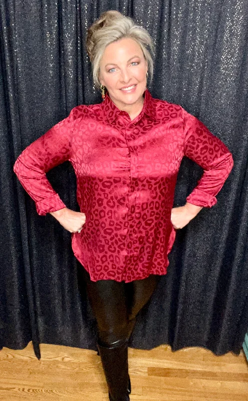 Red Hottie In Leopard Blouse (IN STOCK)