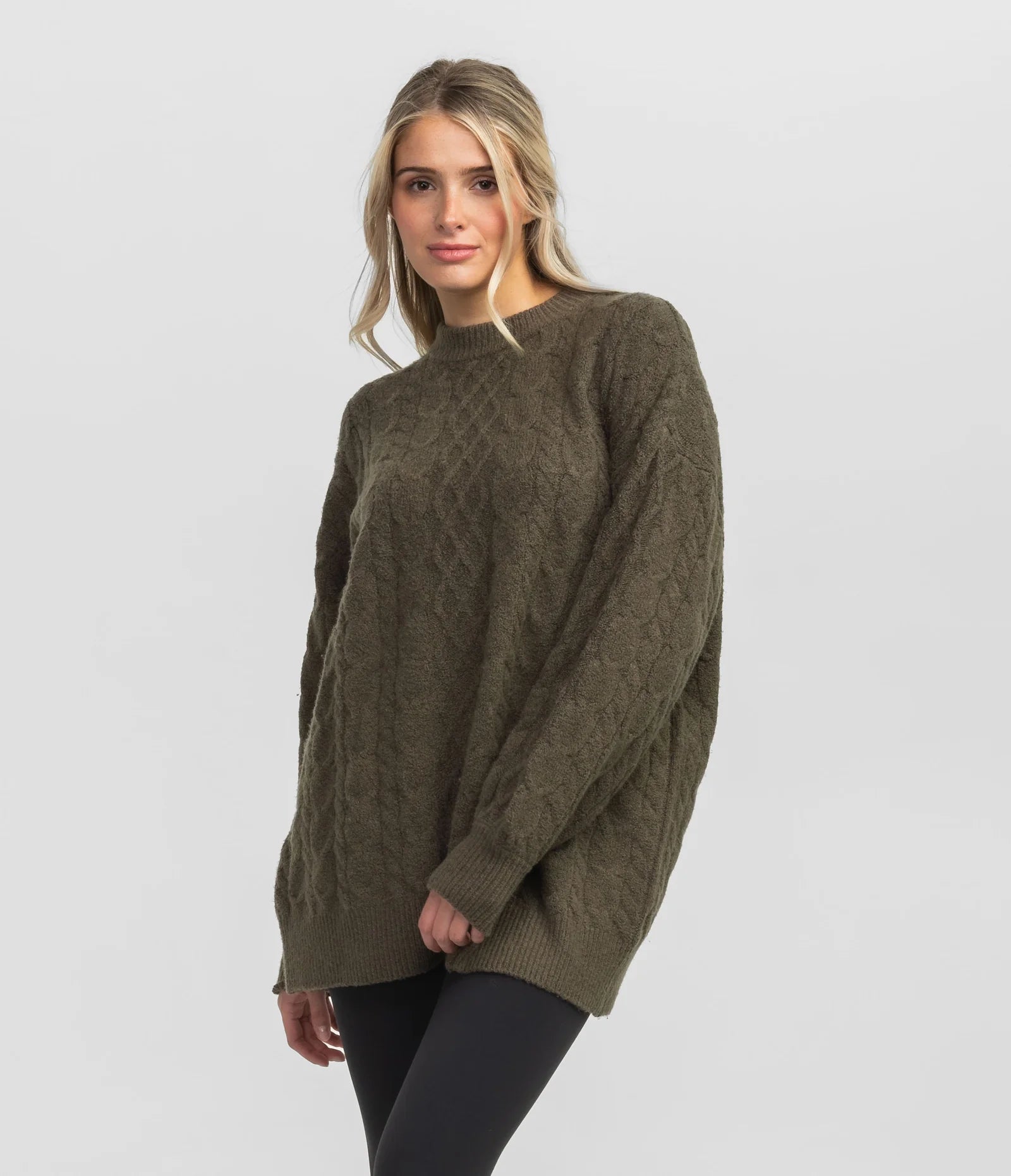 Perfect fashion pieces for the busy woman   Southern Shirt Comfy Cozy Cable Sweater - Deep Woods