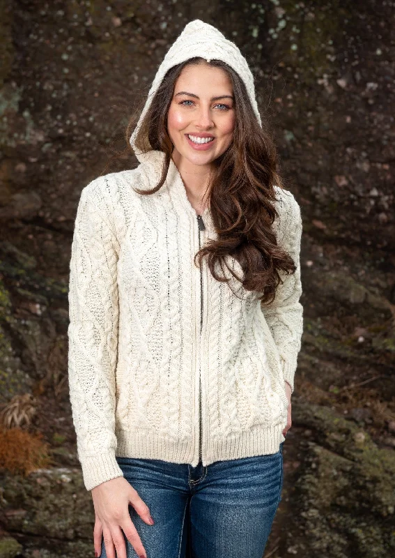 Chic for every occasion and style   IrelandsEye Women's Aran Hooded Cardigan | Natural