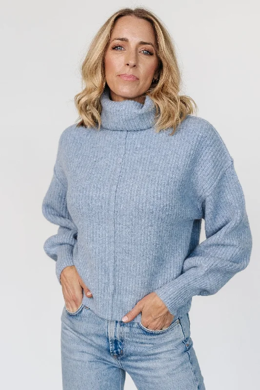 A perfect wardrobe for fashionable women   Frannie Knit Turtleneck Sweater | Blue