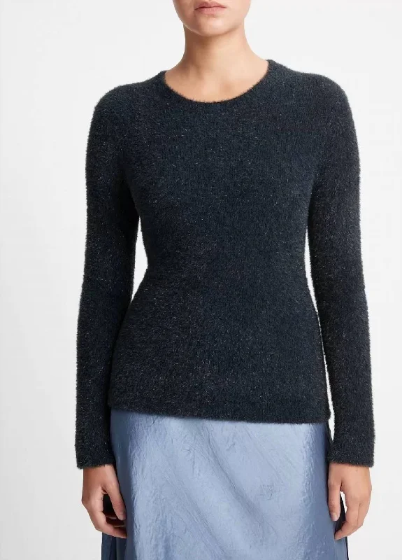 Trendy women’s clothing with a modern twist Lurex Eyelash Pullover Sweater In Obsidian Black Trendy women’s clothing with a modern twist Lurex Eyelash Pullover Sweater In Obsidian Black