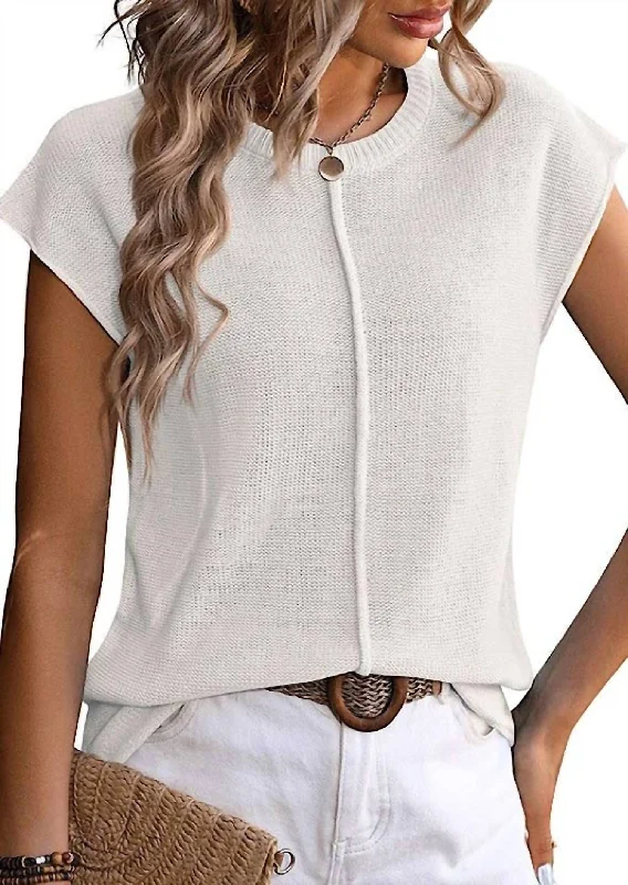 Versatile fashion for every type of woman   Sleeveless Knit Sweater In White