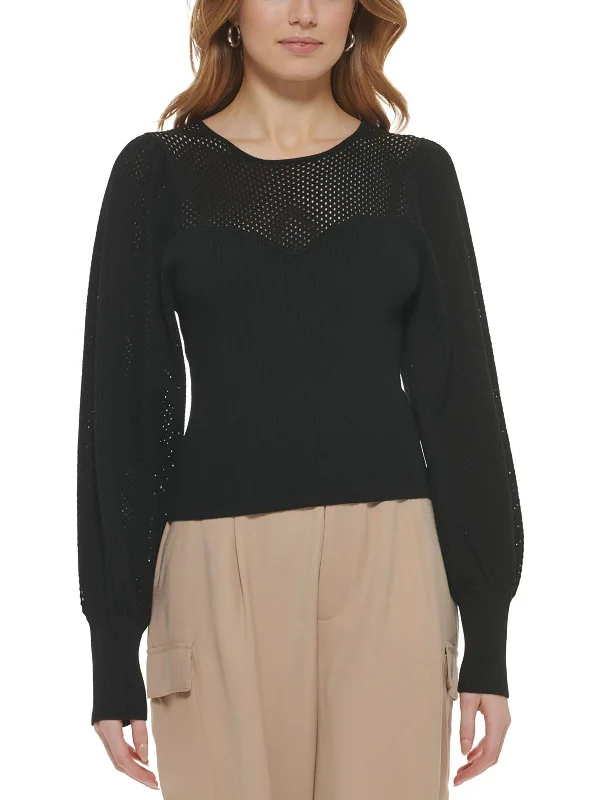 Fashion-forward styles that make a statement   Womens Open Stitch Bishop Sleeve Pullover Sweater