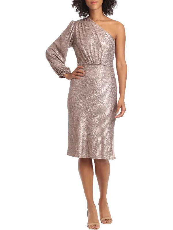 Casual outfits that elevate your style   Womens Sequined One Shoulder Cocktail and Party Dress