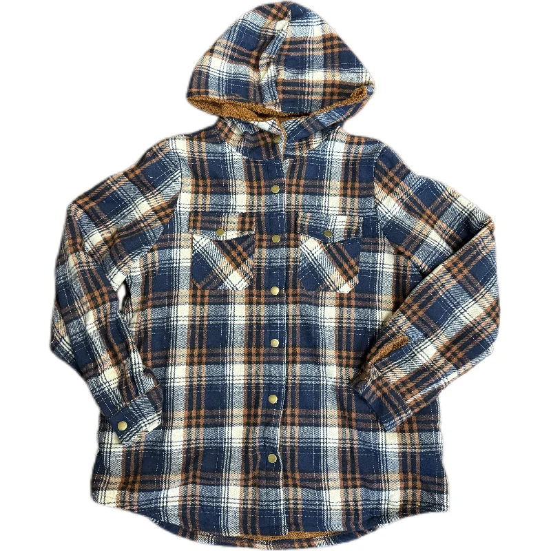 Effortlessly chic fashion for today’s woman   Blue Plaid Sherpa Lined Shacket
