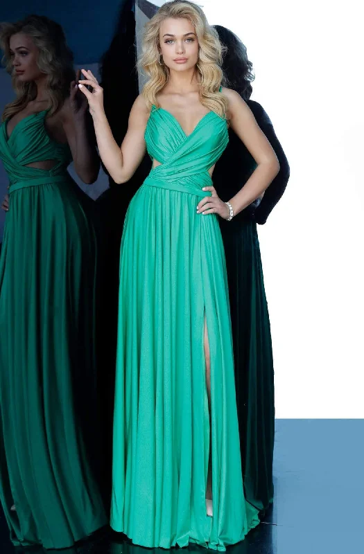 Summer-ready fashion for stylish women   Jovani - 68642 Ruched Surplice A-Line Evening Dress