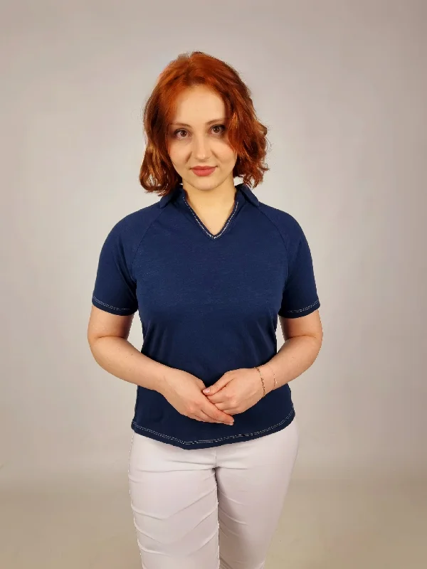 Stylish women’s clothing designed for comfort   Md'M Navy Polo Neck